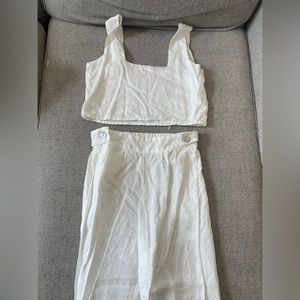 Aura The Label Matching 100% Linen Set (pants size S and top size XS)